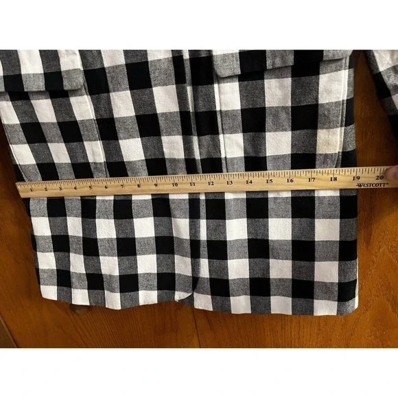 TROVATA Coat Jacket Sz L Large Double Breasted Pleated Back Gingham Buffalo NWOT - Picture 13 of 15